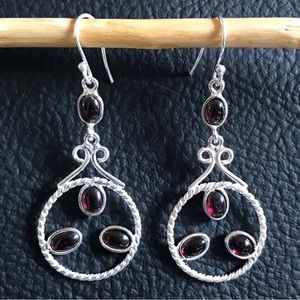 NWOT AMETHYST Oval Cabochon Cut Gemstones and 925 Sterling Silver Earrings